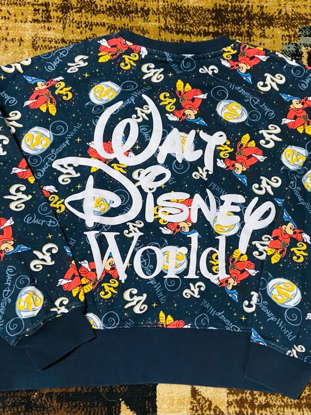Disney Navy Sweatshirt with White Logo and Red Accents